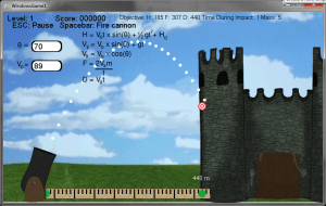 Sample of the game screen.  It gave immediate feedback if you were at least in the right ballpark with your calculations.